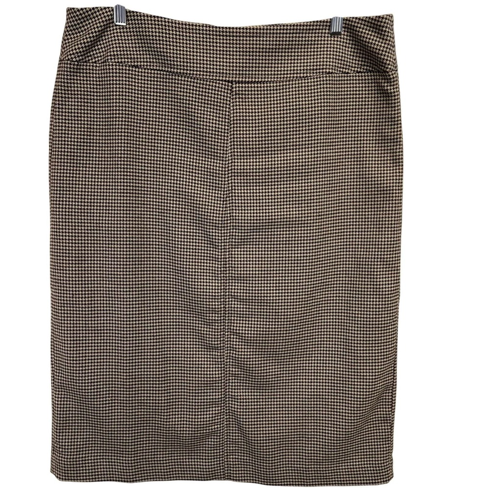 Chadwicks of Boston Vintage Y2K 16T Lined Houndstooth Knee Length Brown Black